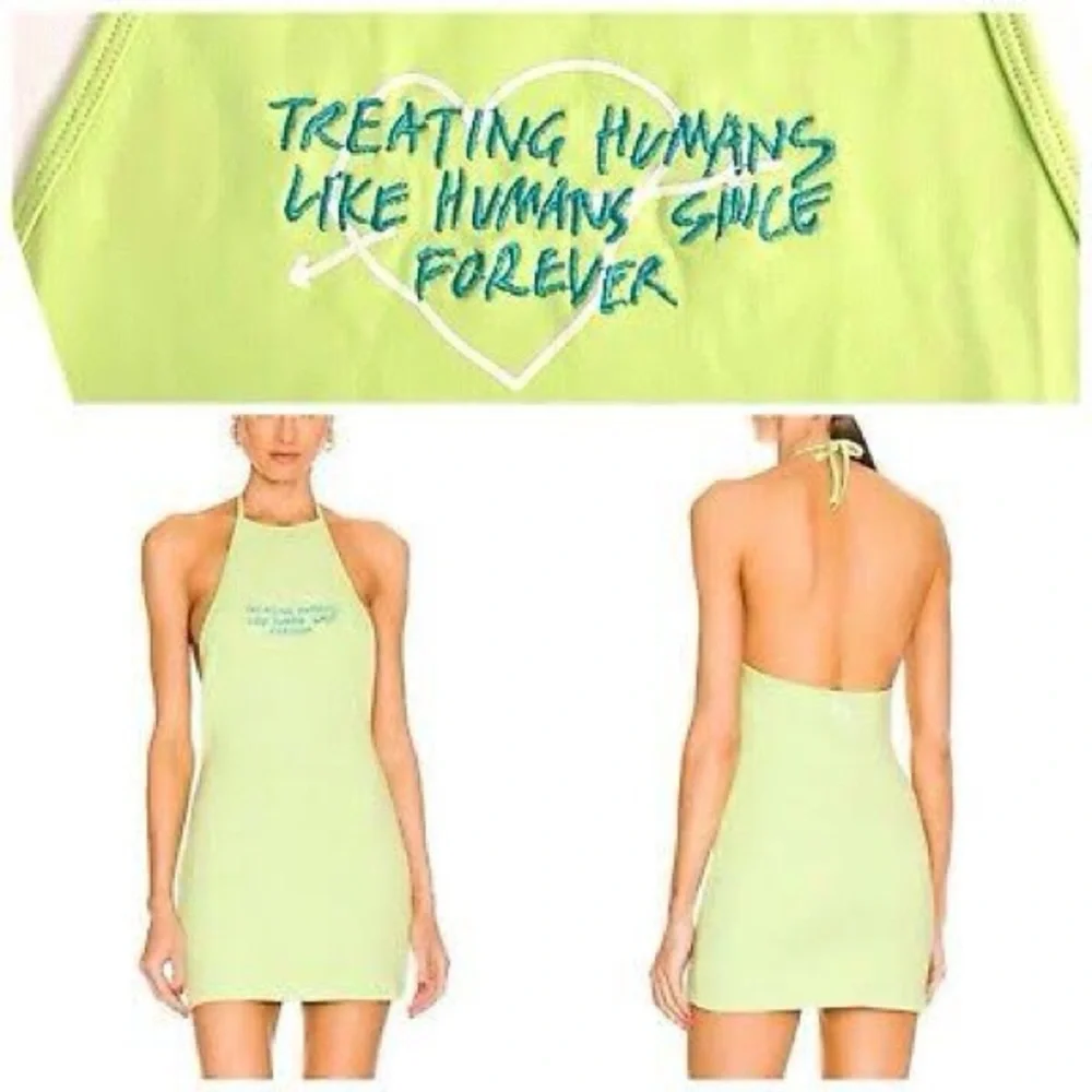 THE MAYFAIR GROUP x REVOLVE Halter Dress Green M/L Treating Humans Like Humans